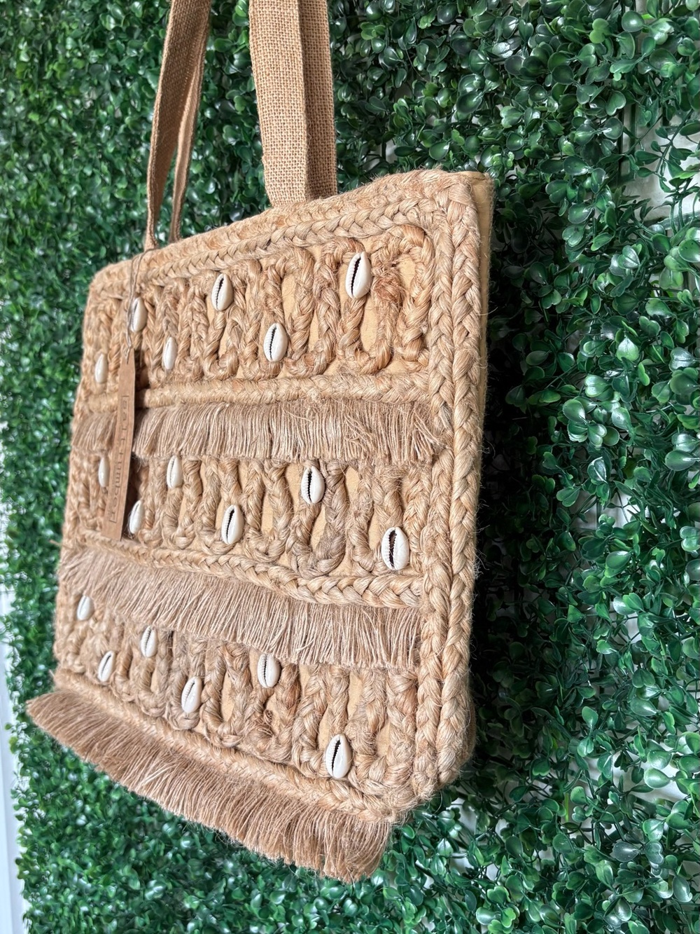 Salt + Umber Natural Woven Shell Tote Bag - Neutral Straw - Picture 4 of 6